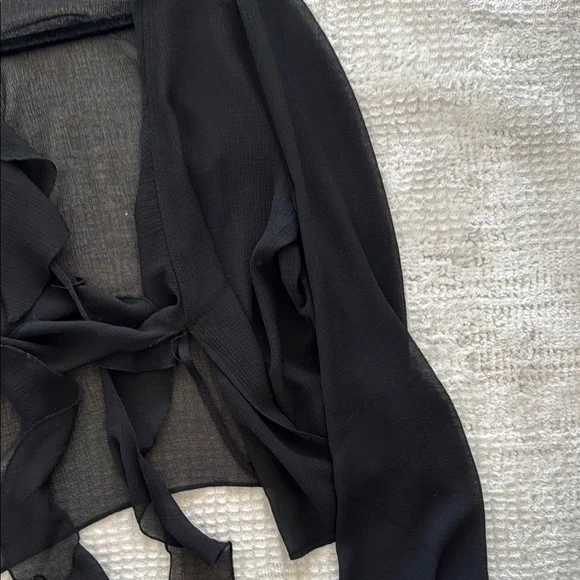 Zara Black Ruffled Blouse - Picture 5 of 6